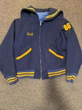 Vintage 1986 Wayzata High School Wool Varsity Letterman Jacket with Sailor Colla